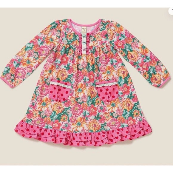 Matilda Jane Always Dreaming Floral Pink Dot PJ Nightie Nightgown Pajamas Sz 6 - Picture 1 of 9